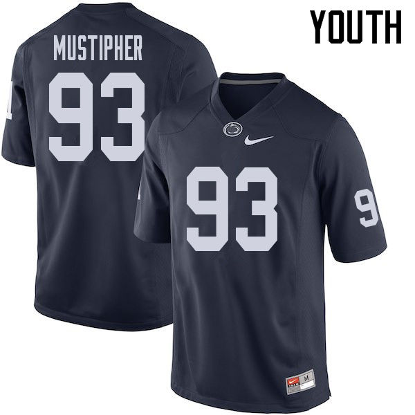 NCAA Nike Youth Penn State Nittany Lions PJ Mustipher #93 College Football Authentic Navy Stitched Jersey DLX3098PL